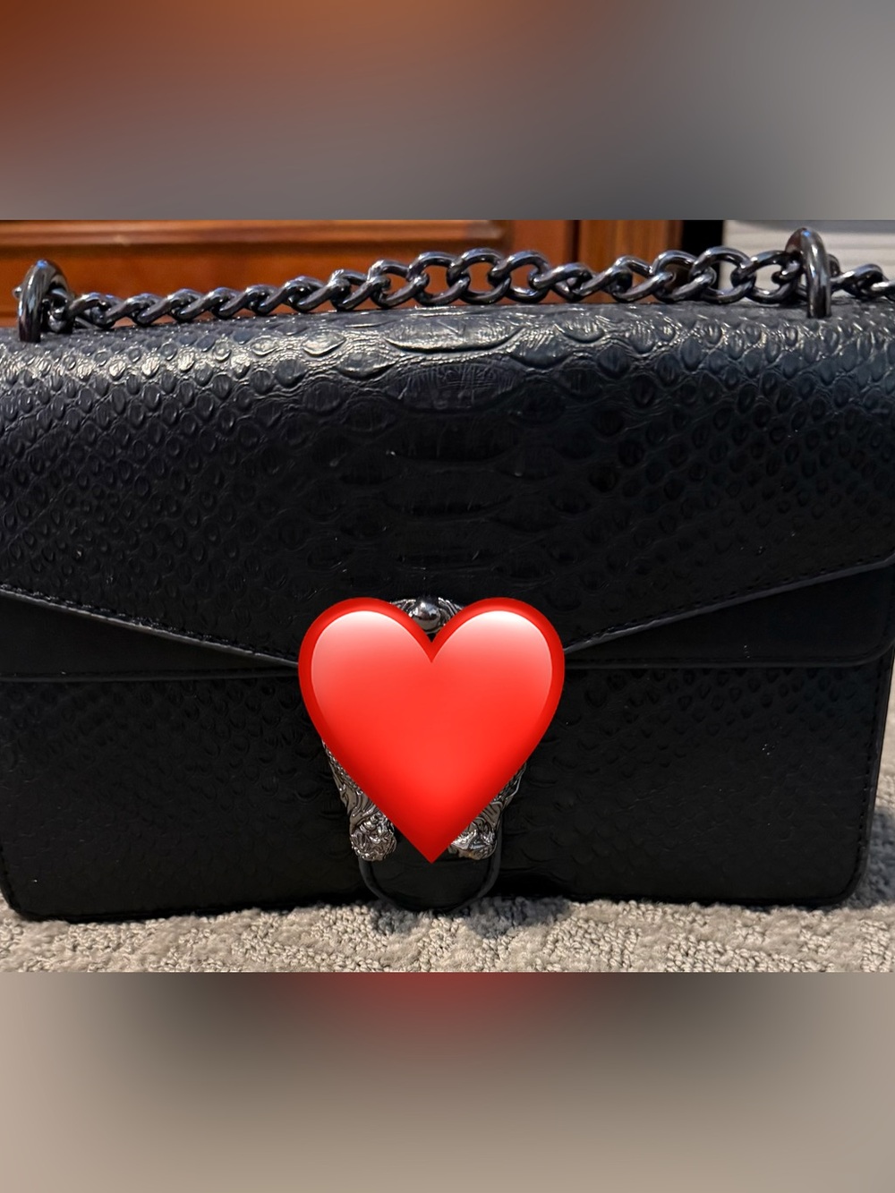 Elegant Black Chain croc style Shoulder Bag